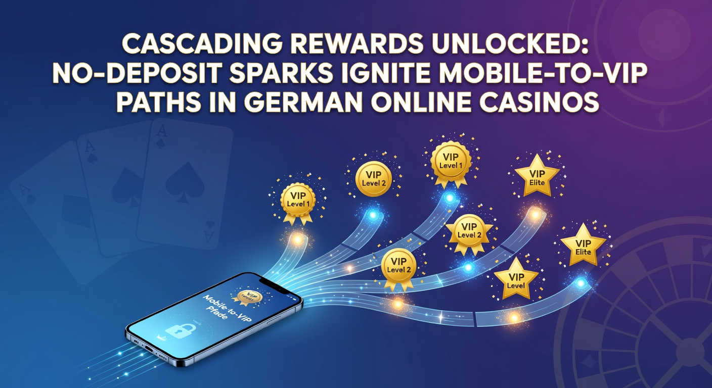 Smartphone mit Casino-App und aufsteigenden VIP-Stufen im Hintergrund, symbolisiert den Weg von No-Deposit-Boni zu exklusiven Belohnungen