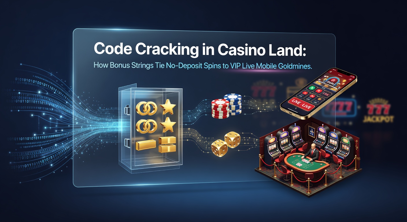 Grafik zeigt verschlüsselte Bonus-Codes, die sich zu goldenen VIP-Symbolen im mobilen Live-Casino entfalten
