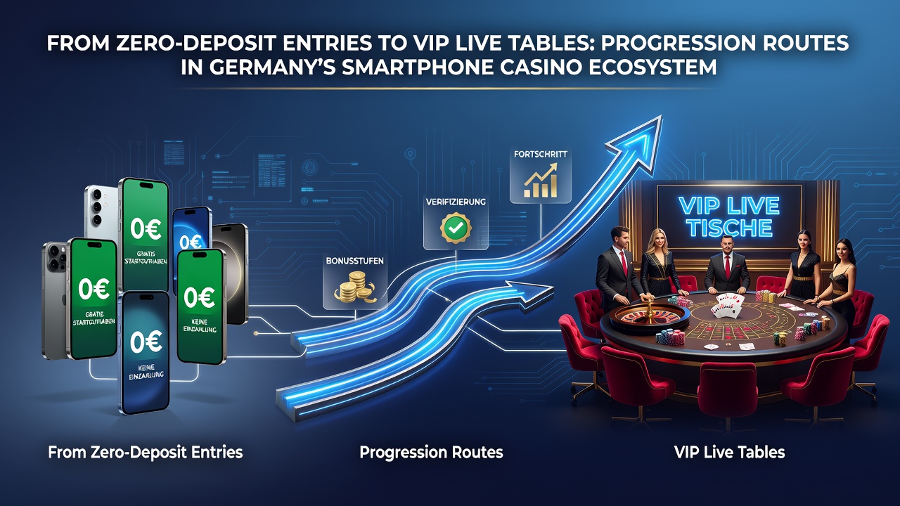 Smartphone mit Casino-App zeigt den Übergang von Startboni zu VIP-Bereichen in deutschen regulierten Plattformen