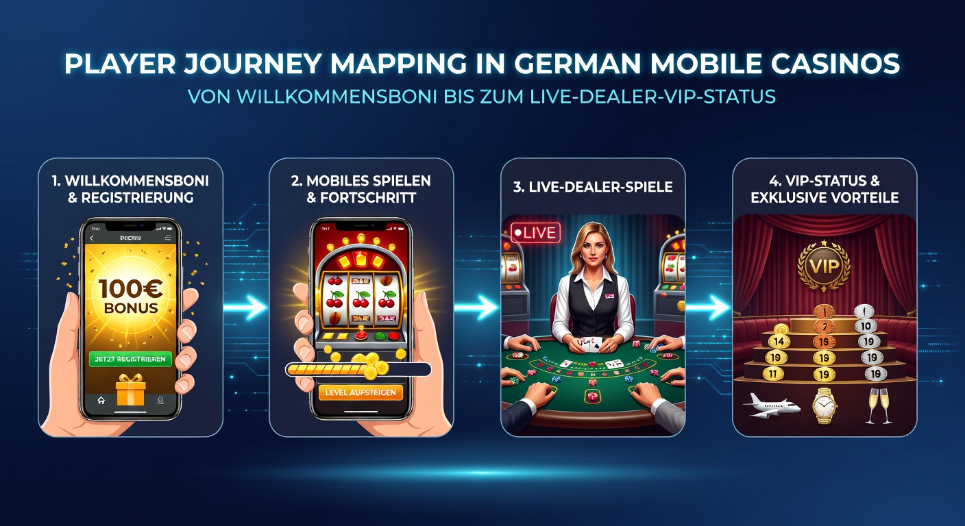 Visualisierung der Spielerreise von Willkommensboni zu VIP-Status in mobilen Casinos