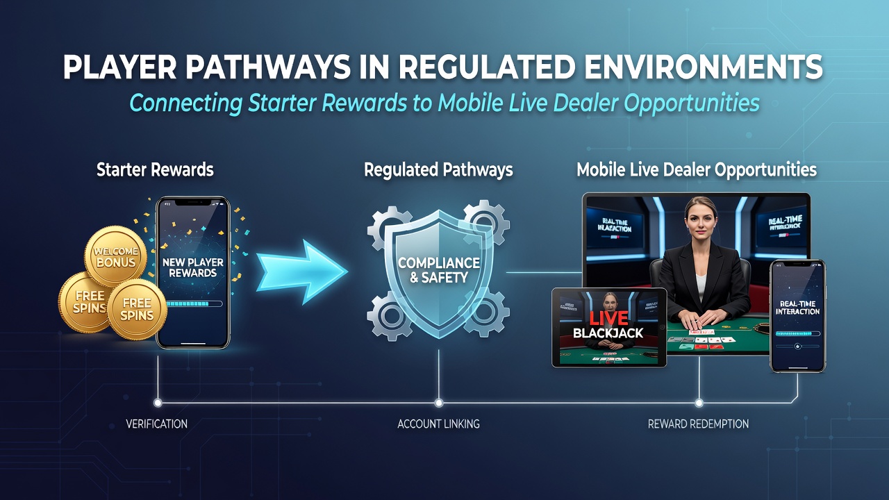 Illustration der Verknüpfung zwischen mobilen Starter-Rewards und Live-Dealer-VIP-Optionen