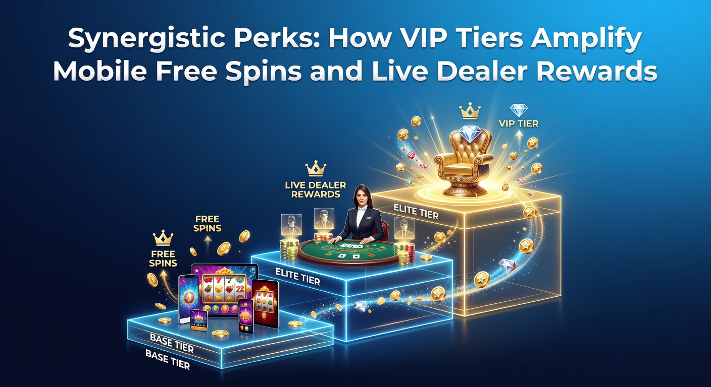 Grafik zeigt VIP-Stufen mit aufsteigenden Belohnungen für Mobile Free Spins und Live Dealer in Online-Casinos